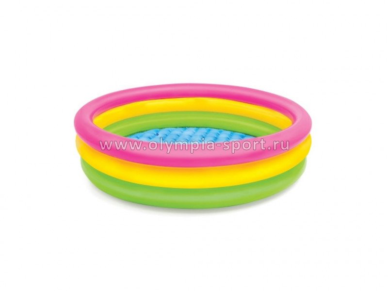 Бассейн Intex 57412 Радуга 114х25см с надувным дном, от 2 лет