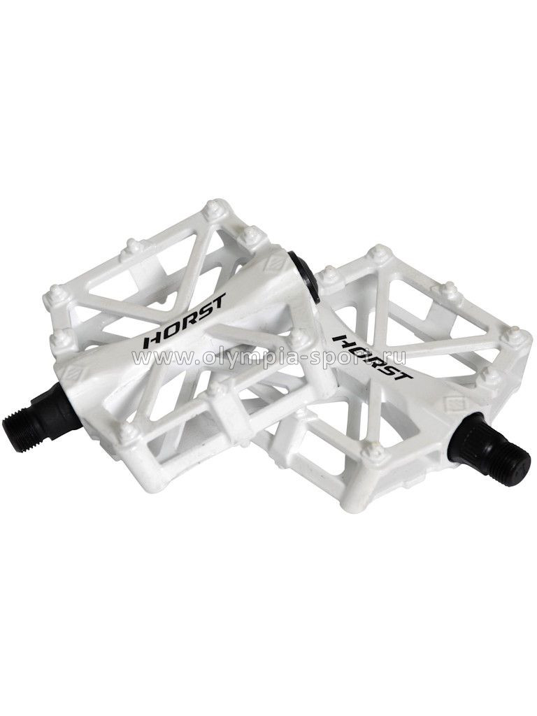 Педали алюминиевые Horst H32 широкие с шипами бел.