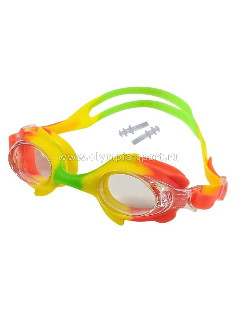 Очки для плавания FINS B31570-6 детские (желто/оранже/зеленые Mix-6)
