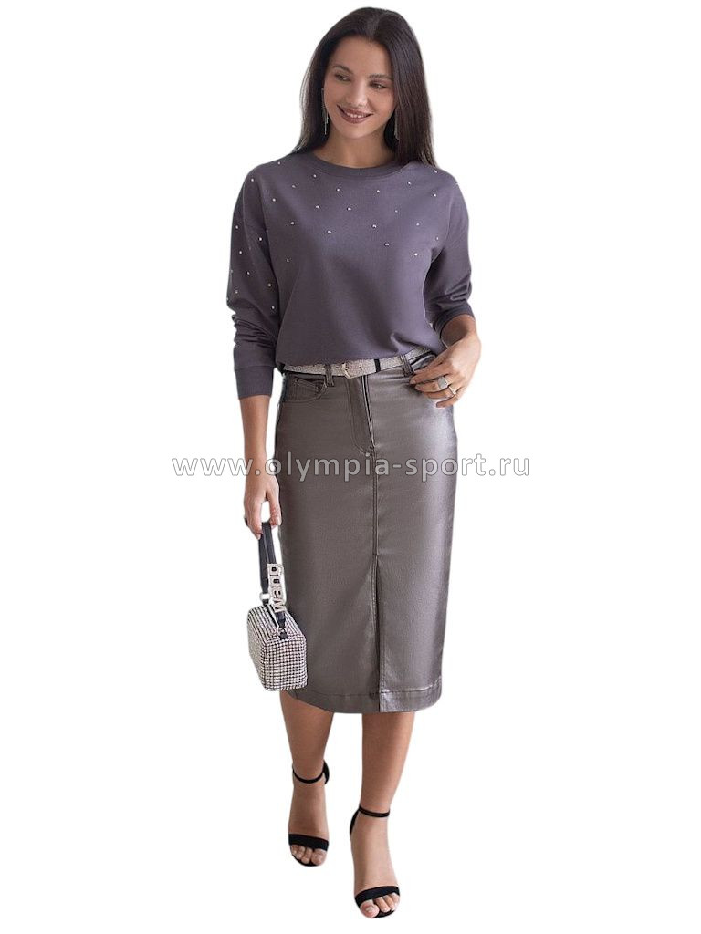 Джемпер женский Vilatte D49.072 т.серый_стразы