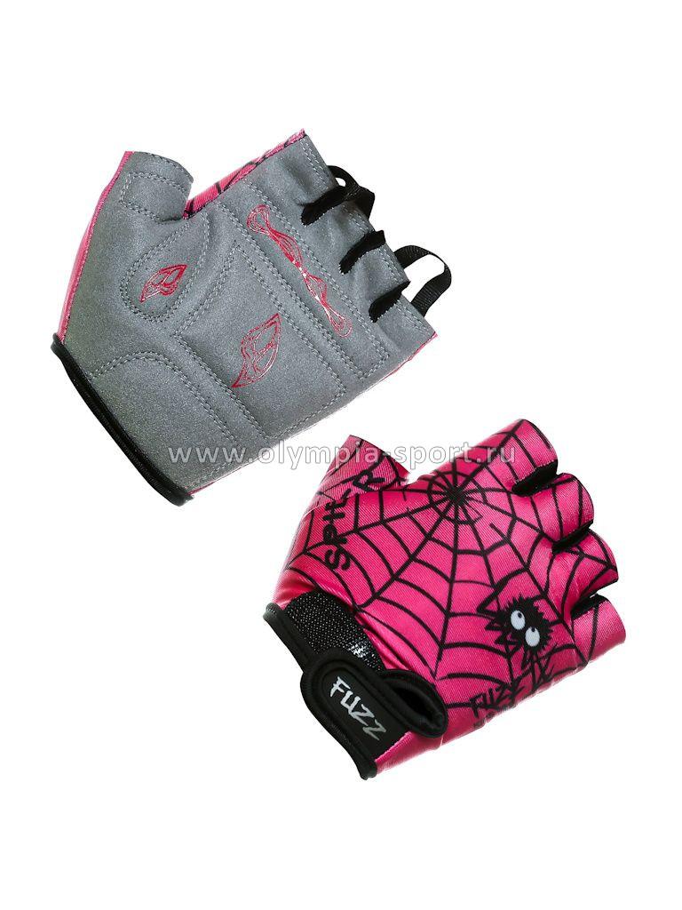 Велоперчатки Fuzz Spider детские розовые 10/XL (8-10 лет) лайкра, GRIP GEL, с петельками, на липучке